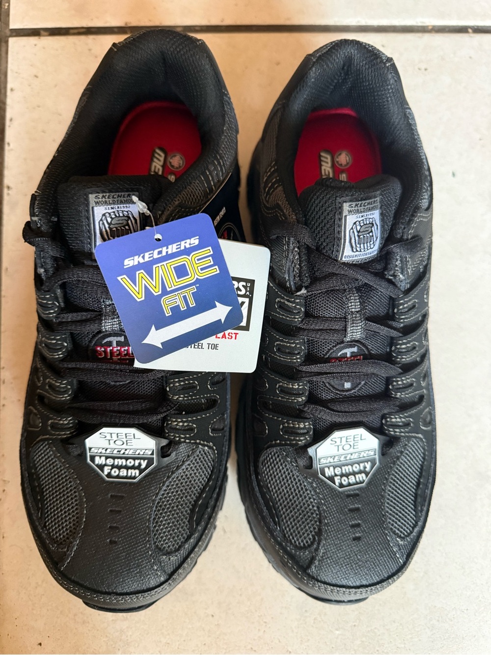 Skechers Black Wide Fit Steel Toe Memory Foam Work Shoes